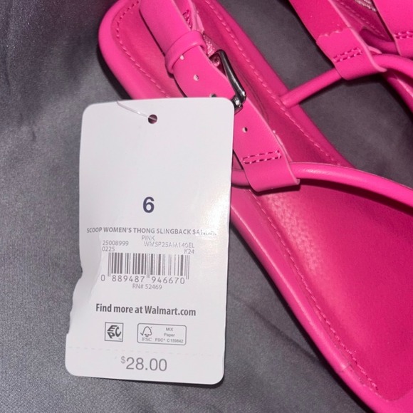 Scoop Thong Slingback Sandals Pink Metal Detail Women Size 6 - Picture 3 of 4